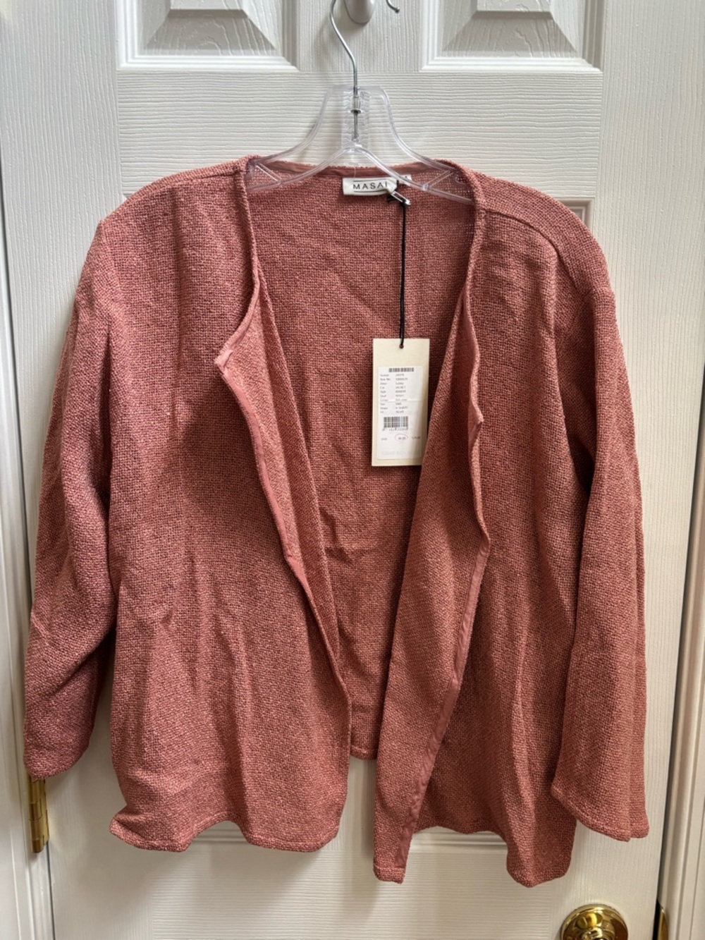 Masai Open-Front Women's Dusty Rose Cardigan, Size Med, NWT
